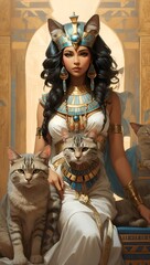 egypt woman with her cat