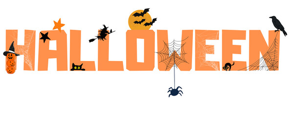 halloween lettering on a transparent background