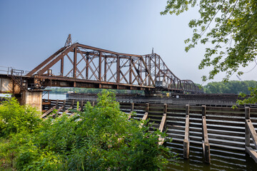 Railroad Swing Bridge On The Mississippi River