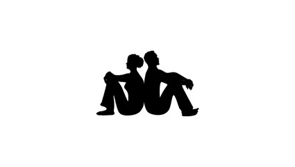 man and woman sitting on the floor with their backs to each other