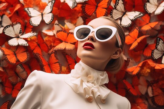 Fashion girl with butterflies