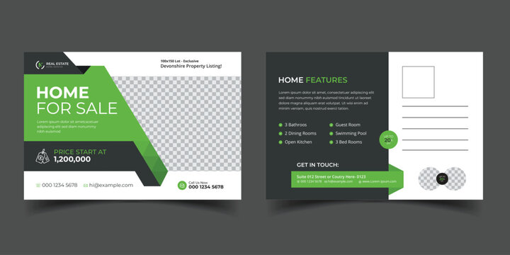 home for sale real estate postcard template 