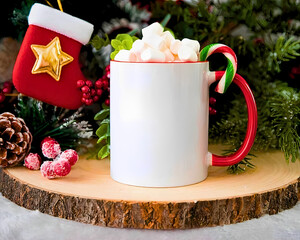 Red Handle Coffee Cup Mock up Mug Mockup Christmas Mockup Styled Stock Photo Winter Mug Holiday Glass Mock Up JPG Digital Download
