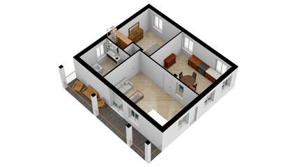 Plan floor apartments set. One, two bedroom apartment. Interior design elements bedroom, bathroom with symbols furniture. Vector architecture 2D floor plan.