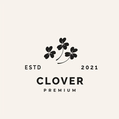 Vintage Three Leaf Clover Decorative Logo Template Illustration Design.