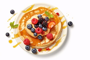 pancakes with berries and blueberries