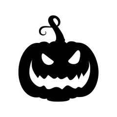 silhouette of a Halloween pumpkin. black icon of a pumpkin. vector logo of a jack o lantern. graphic element for halloween design