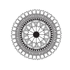 Simple Mandala Images Monochrome ethnic mandala design. Anti-stress coloring page for adults. Hand drawn vector