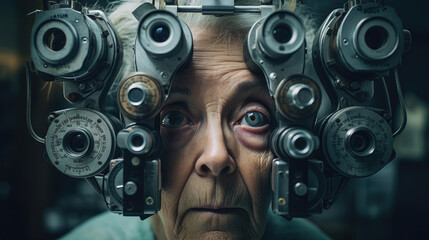 Senior woman at an optometrist office