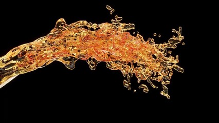 Alcohol beer splash drop on black back super slow motion 1000 FPS 4k