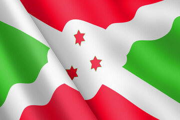 Burundi waving flag 3d illustration wind ripple