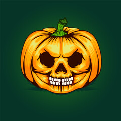 
Halloween pumpkin skull vector Design