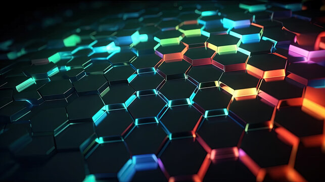 Abstract background with hexagonal tiles. Tech styled hex pattern.