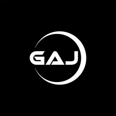 GAJ letter logo design with black background in illustrator, cube logo, vector logo, modern alphabet font overlap style. calligraphy designs for logo, Poster, Invitation, etc. - obrazy, fototapety, plakaty