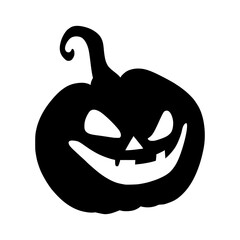 silhouette of a Halloween pumpkin. black icon of a pumpkin. vector logo of a jack o lantern. graphic element for halloween design