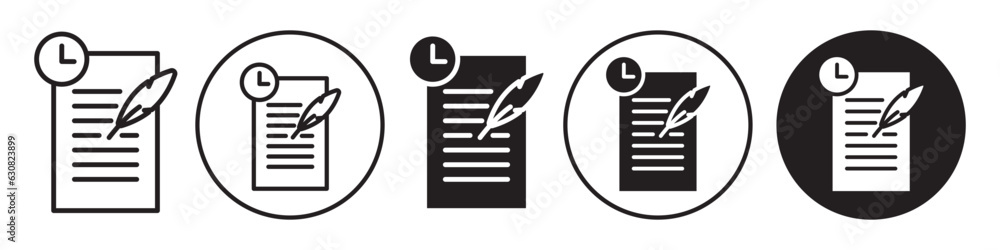 Poster history symbol icon. flat outlined vector set collection of parchment paper with watch or reverse co