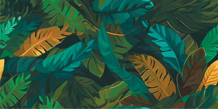 Abstract jungle pattern with ornamental elements. Contemporary seamless pattern. Natural colors. Fashionable template for design.