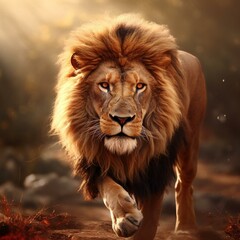 Fototapeta premium fierce lion in africa cinematic realistic 