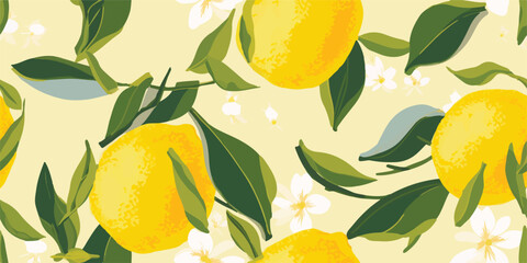 Contemporary seamless lemon pattern. Fashionable template for design