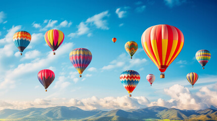 Fototapeta na wymiar Graceful Hot Air Balloons Paint the Sky with Splendor and Colorful Whimsy