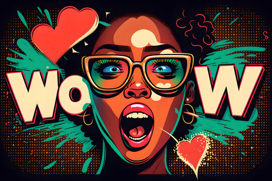Pinup illustration shocked woman creative portrait