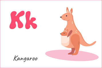 Kangaroo with kangaroo letter K English