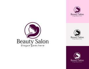 Obraz premium Spa wellness premium girl logo vector yoga, skincare, lotus, flower, girly, feminine