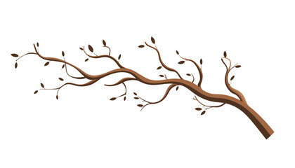 Tree branch in flat style. Spring tree branches with different leaves. Vector illustration © dariachekman