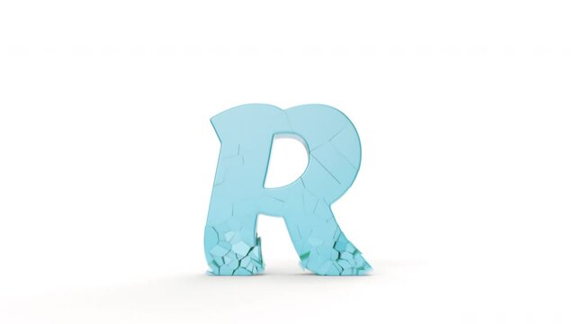 4K 3d animation of dynamic switch from letter R to S. English Letters Transitions from A to Z for Learning Alphabet.