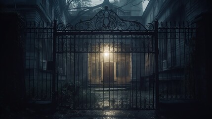 Big gate to the abandoned hospital 