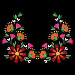 Mexican embroidery floral in the shape of a circle