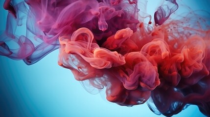 Obraz premium Colorful rainbow paint drops from above mixing in water, Ink swirling underwater, Abstract background.