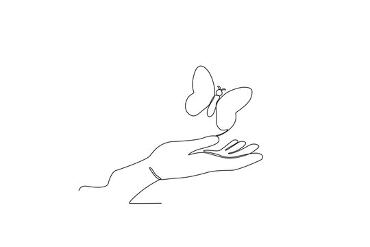 A hand and a butterfly. Pregnancy and infant loss awareness month