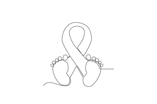 A ribbon and a pair of baby legs. Pregnancy and infant loss awareness month