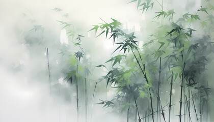 misty morning in the bamboo forest