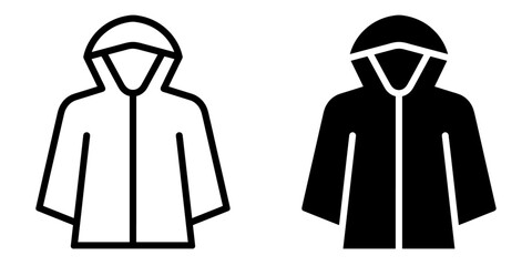 ofvs419 OutlineFilledVectorSign ofvs - raincoat vector icon . rain jacket sign . poncho . isolated transparent . black outline and filled version . AI 10 / EPS 10 / PNG . g11759