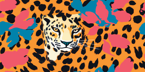 Modern Leopard pattern design. Good for t-shirt textile graphic design, wallpaper, wrapping paper. Fashionable template for design