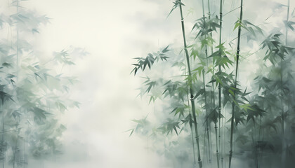 misty morning in the bamboo forest