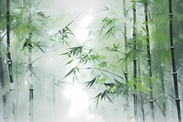 misty morning in the bamboo forest