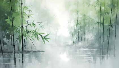 bamboo forest in fog