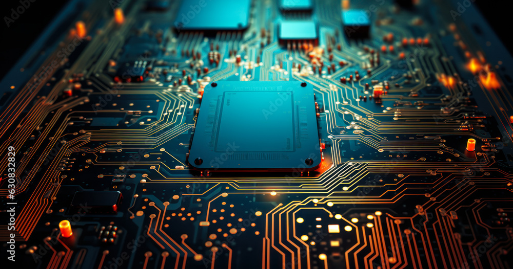 Poster modern computer engineering: abstract chip