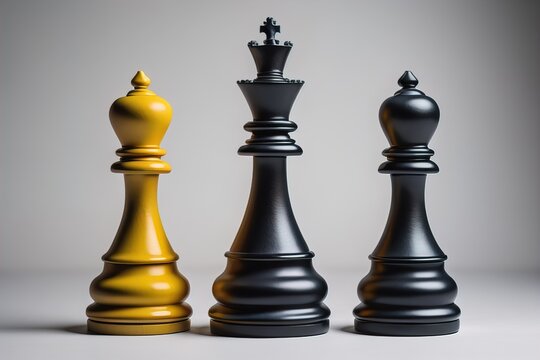 Different chess piece on a solid color background. ai generative
