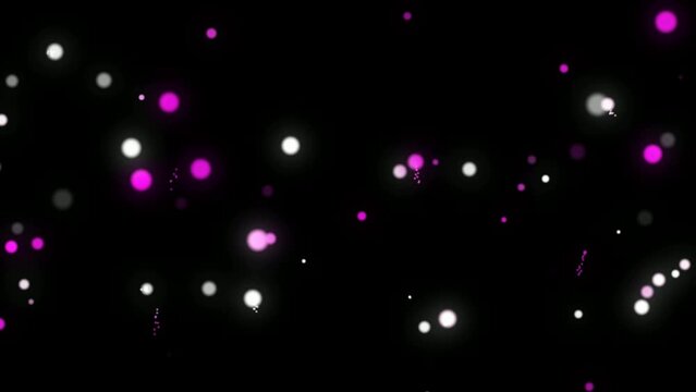 Particles on Black Background. Glitter Particles with Stars. Bokeh Shiny Particles Loop Animation.