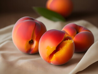 Close-up of Sweet Peaches, Generated AI