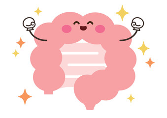 にっこりと元気な腸のキャラクターイラスト