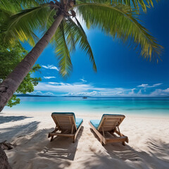 Beachside Oasis with Trees and Sunbath Seats