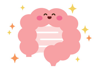 にっこりと元気な腸のキャラクター　シンプルイラスト