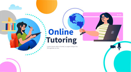 student watching lecture recordings podcast courses audio video recording online tutoring education e-learning concept