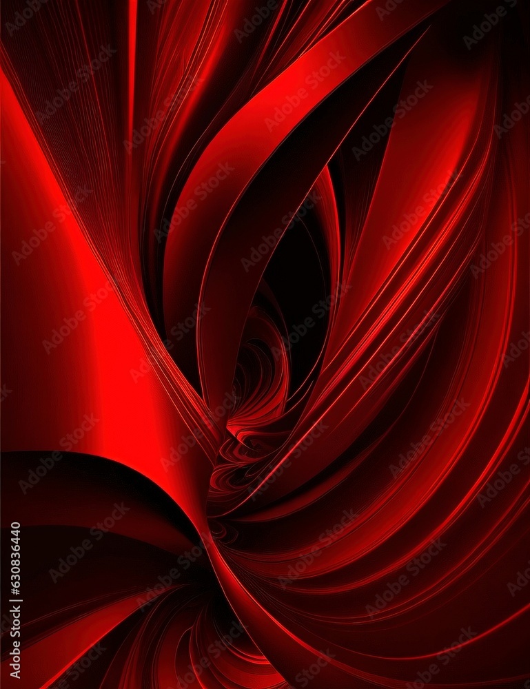 Poster dynamic red and black abstract forms with generative ai technology
