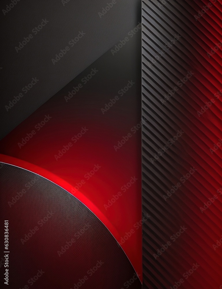 Poster dynamic red and black abstract forms with generative ai technology